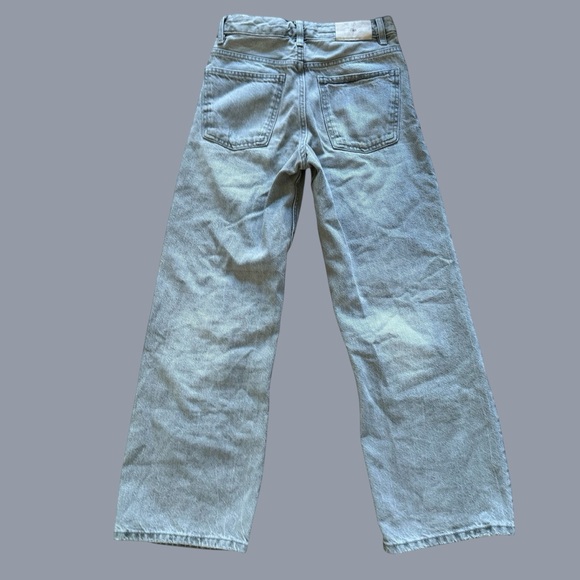 Zara Gray Denim Jeans High Rise Wide Leg Distressed Boys Girls size 12-13 - Picture 4 of 11